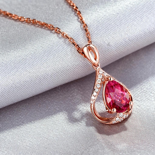 Náhrdelník z růžového zlata s turmalínem a diamanty 3554