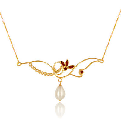 Náhrdelník s perlou, granáty a topazy 6333