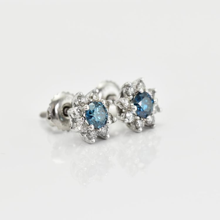 Zlaté kvítky s modrými diamanty Vyom 14995