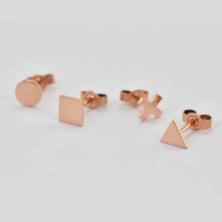 Geometrické náušnice z růžového zlata 29935