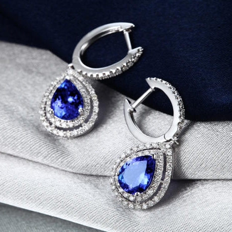 Zlaté náušnice s tanzanity 8477