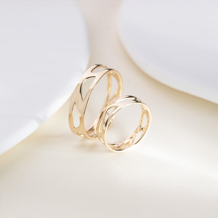 Zlaté netradiční snubní prsteny Bionic 151496