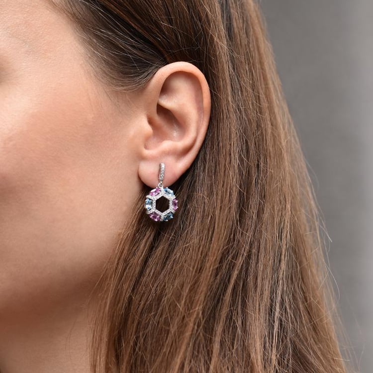 Stříbrné náušnice s topazy a safíry 43934