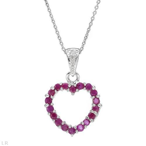 Rubínový náhrdelník srdce s diamantem Paadini
