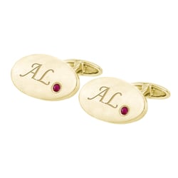 Zlaté manžetové knoflíčky s gravírem a rubíny Nihal
