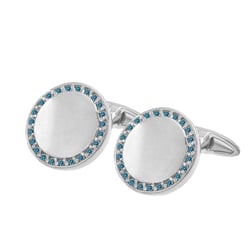 Zlaté kulaté manžetové knoflíčky s modrými diamanty Tallis