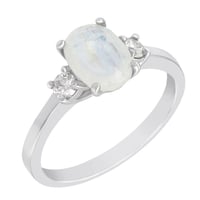 Zlatý prsten s měsíčním kamenem a moissanity Letty