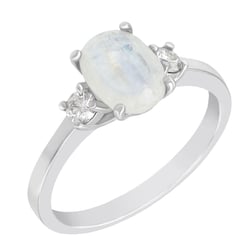 Zlatý prsten s měsíčním kamenem a moissanity Letty