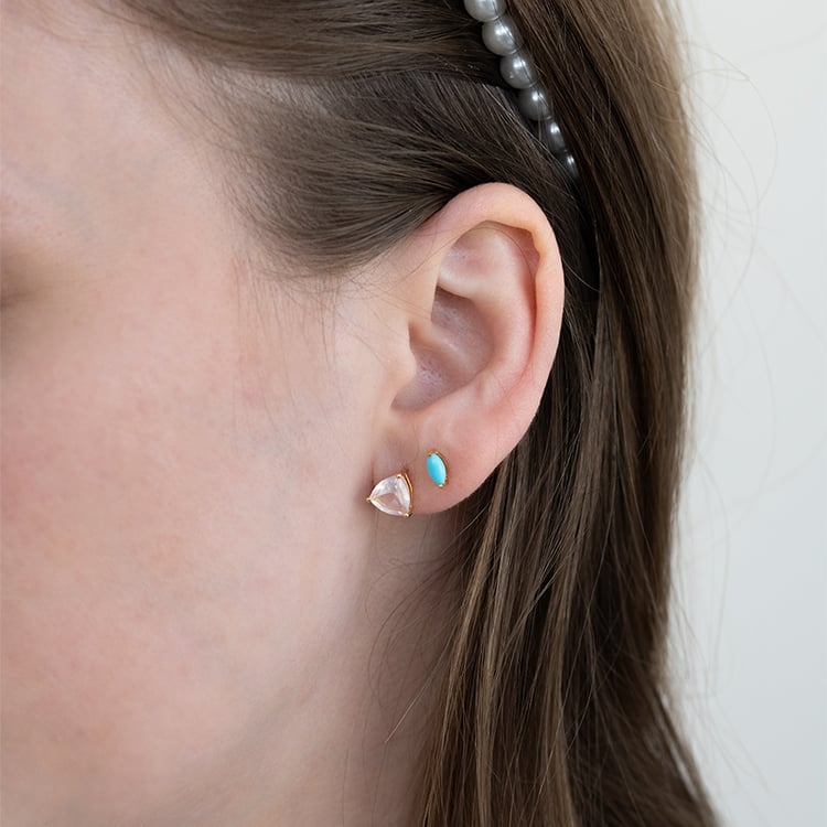 Minimalistické stříbrné náušnice s tyrkysy Andine 124198