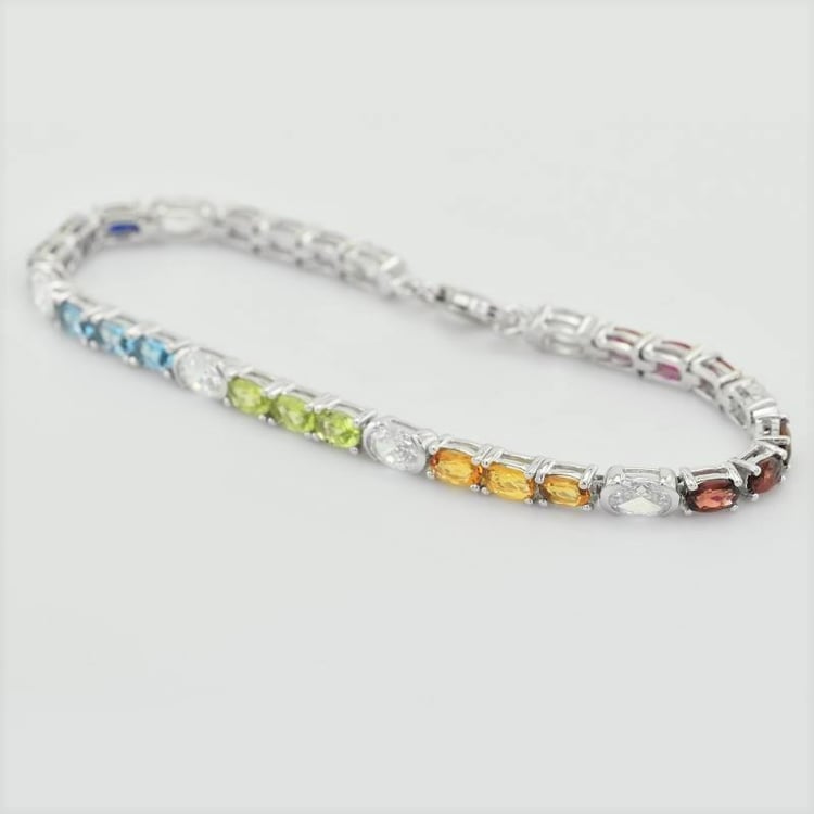 Stříbrný náramek plný drahokamů 106430