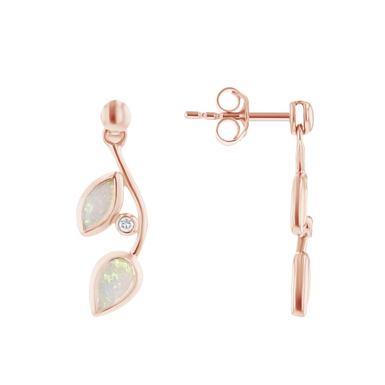 Opálové náušnice ve tvaru lístků s diamanty Corbett 111437