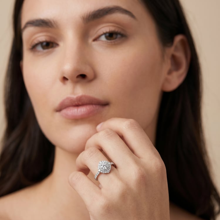 Dvojitý halo zásnubní prsten s 1ct IGI certifikovaným lab-grown diamantem Belen 167204