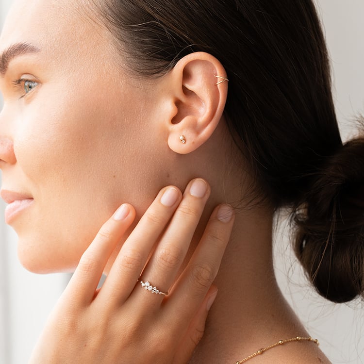 Zlaté náušnice s perlami a lab-grown diamanty Clarice 126767