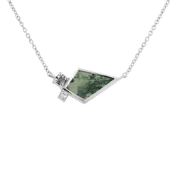 Náhrdelník s mechovým achátem, diamantem a moissanitem Milly