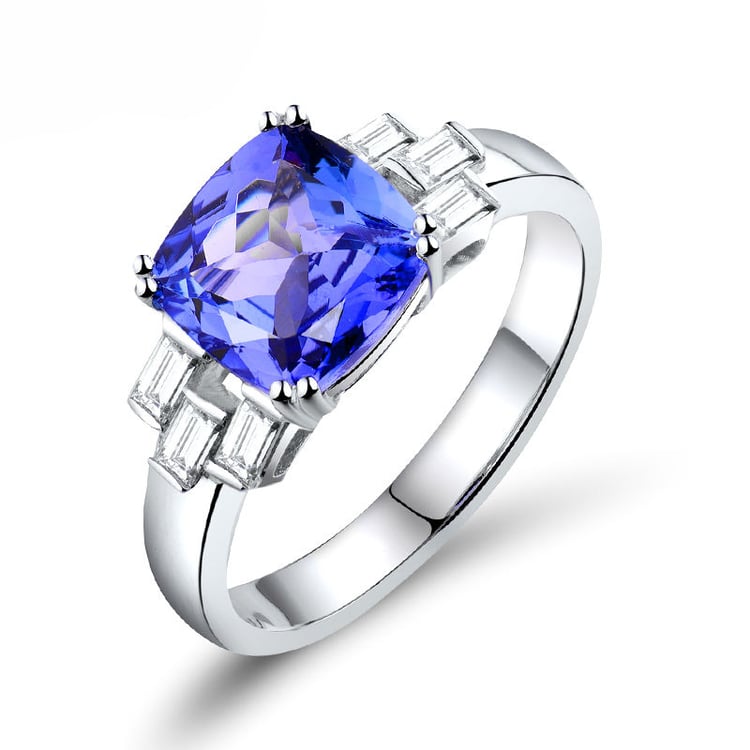 Tanzanitový zlatý prsten s diamanty Nathe 18606