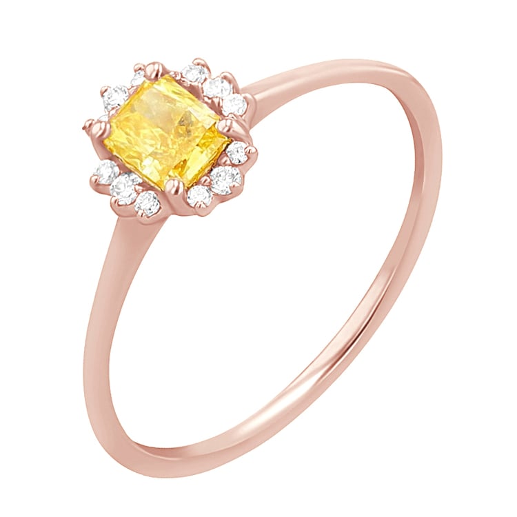 Halo prsten s 0.32ct IGI certifikovaným žlutým lab-grown diamantem Jolyon 141375