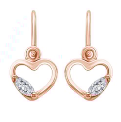 Zlaté náušnice pro děti ve tvaru srdce s bílými safíry Anastasia