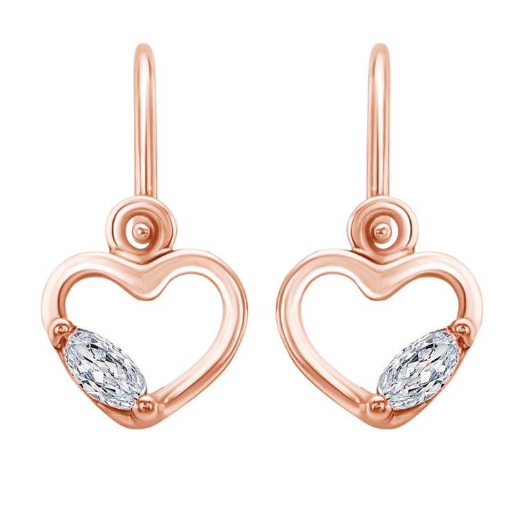 Náušnice pro děti ve tvaru srdce z růžového zlata 46991