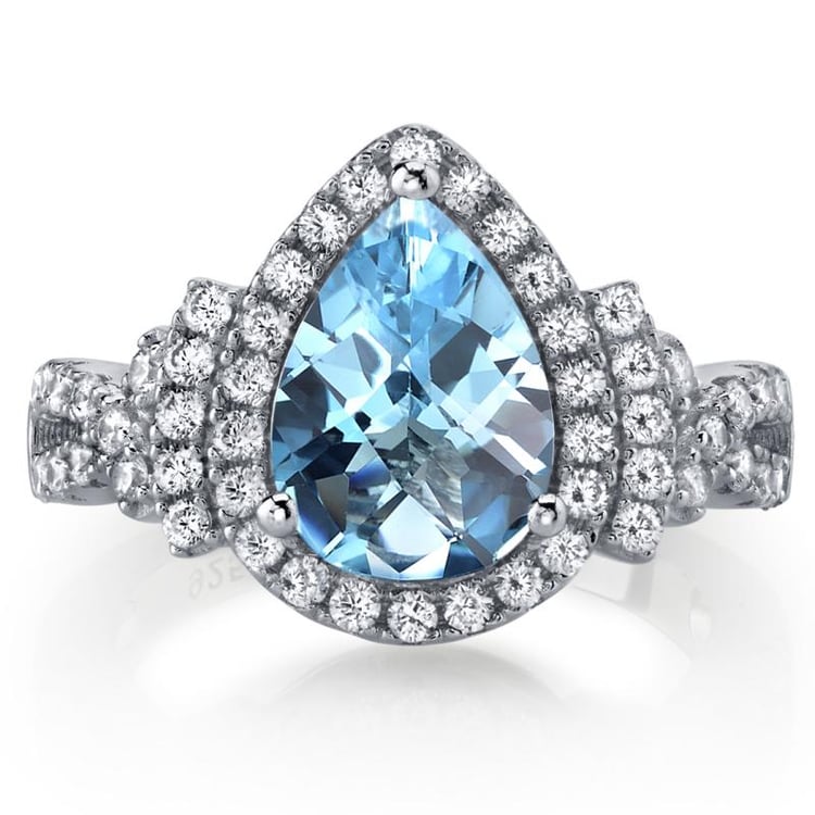 Prsten s topazem a zirkony 42571