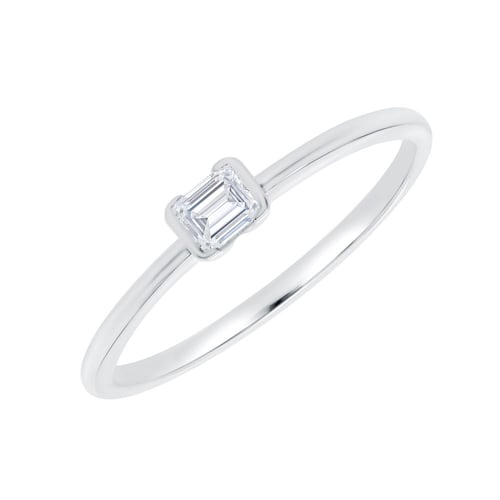 Minimalistický prsten ze stříbra s emerald diamantem Henrik