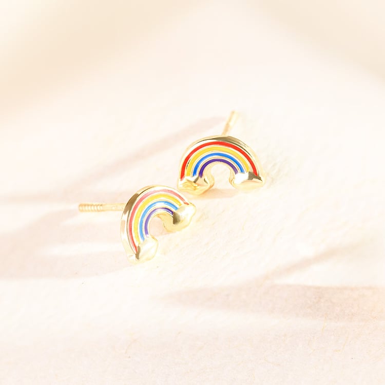 Zlaté dětské náušnice ve tvaru duhy Marigold 164367