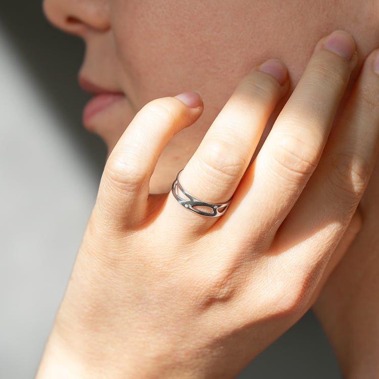 Zlaté netradiční snubní prsteny Bionic 145410