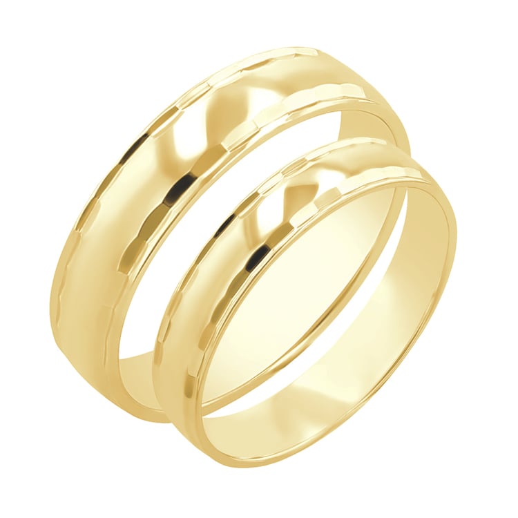 Zlaté snubní prsteny se zdobenými okraji Presca