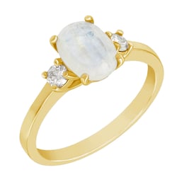 Zlatý prsten s měsíčním kamenem a moissanity Letty