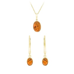 Zlatá sada šperků s jantary Rawec