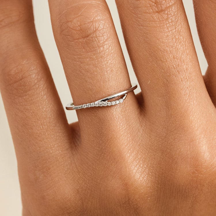 Atypický prsten ze stříbra s lab-grown diamanty Terje 163022