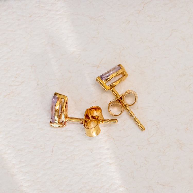 Minimalistické stříbrné náušnice s růžovými ametysty Andine 118835