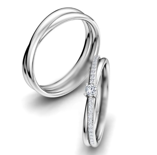 Platinové snubní prsteny s diamanty Resiaka