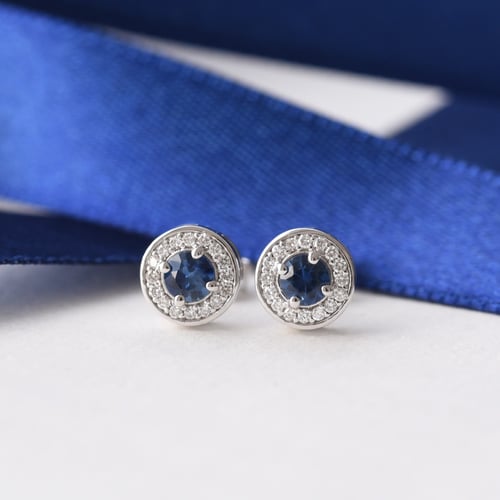 Safírové náušnice s halo osazenými diamanty Idelle