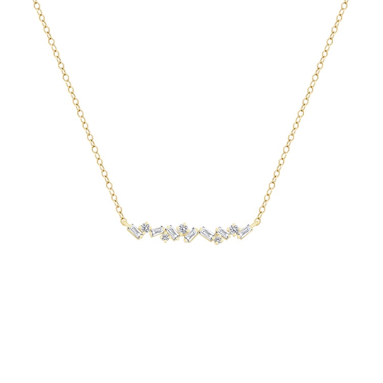 Náhrdelník s baguette diamanty ze žlutého zlata 90081