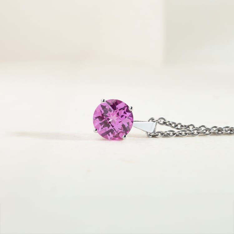 Růžový safír ve zlatém přívěsku Icy 150084