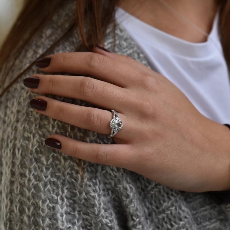 Stříbrný prsten se zeleným ametystem 37633