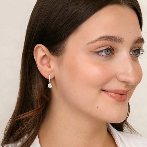 Zlaté kruhové náušnice s 0.13ct lab-grown diamantem Madhu