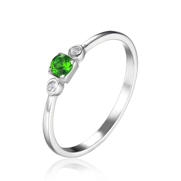 Stříbrný prsten s diopsidem a topazem