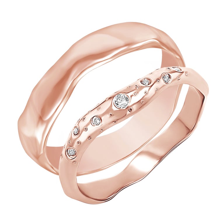 Nepravidelné zlaté snubní prsteny s diamanty Parnell 153515