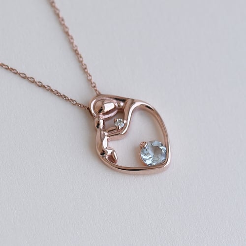 Přívěsek matka a dítě s akvamarínem a diamantem Ella