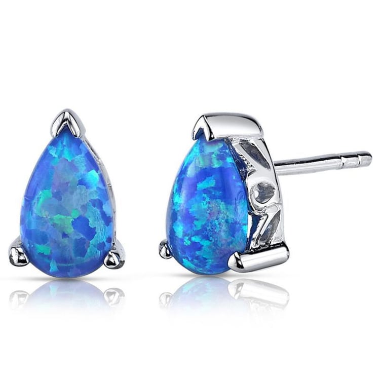 Stříbrné náušnice s modrozelenými opály