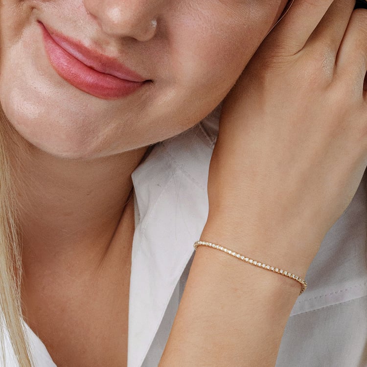 Zlatý tenisový náramek s lab-grown diamanty Ema 162555