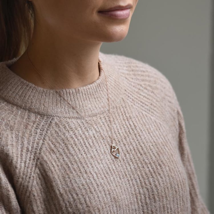 Akvamarínový přívěsek matka a dítě s diamantem Ella 108843