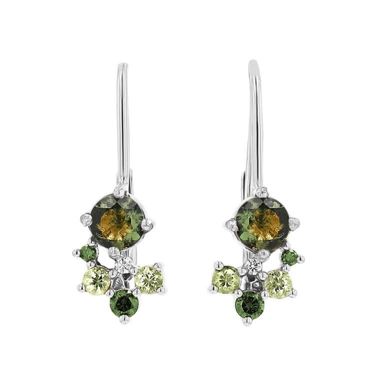 Cluster náušnice s vltavíny, safíry a diamanty Gita 146866