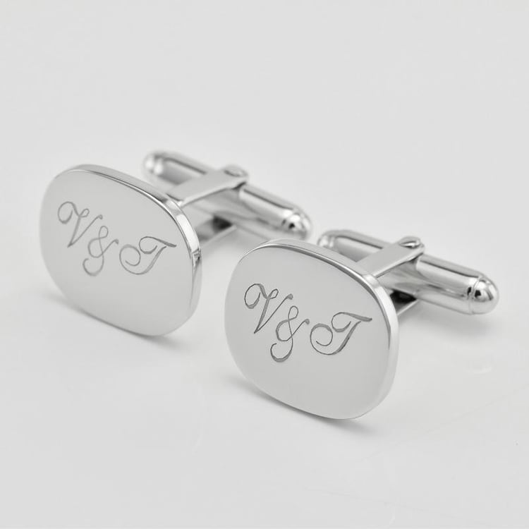 Stříbrné obdélné manžetové knoflíčky s gravírem Peder 10926