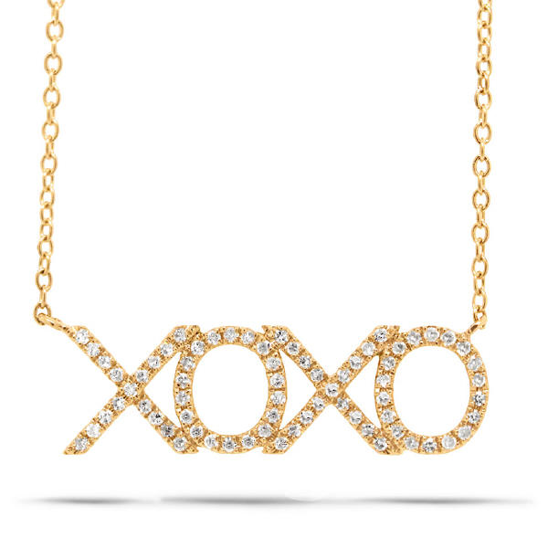 Zlatý diamantový náhrdelník s nadpisem xoxo 2047