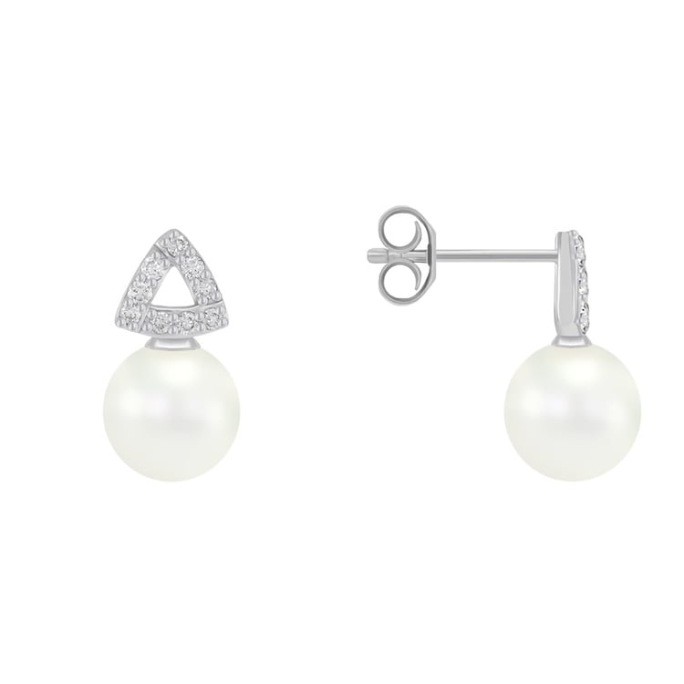 Perlové náušnice s diamanty ze zlata Jolyte 42666