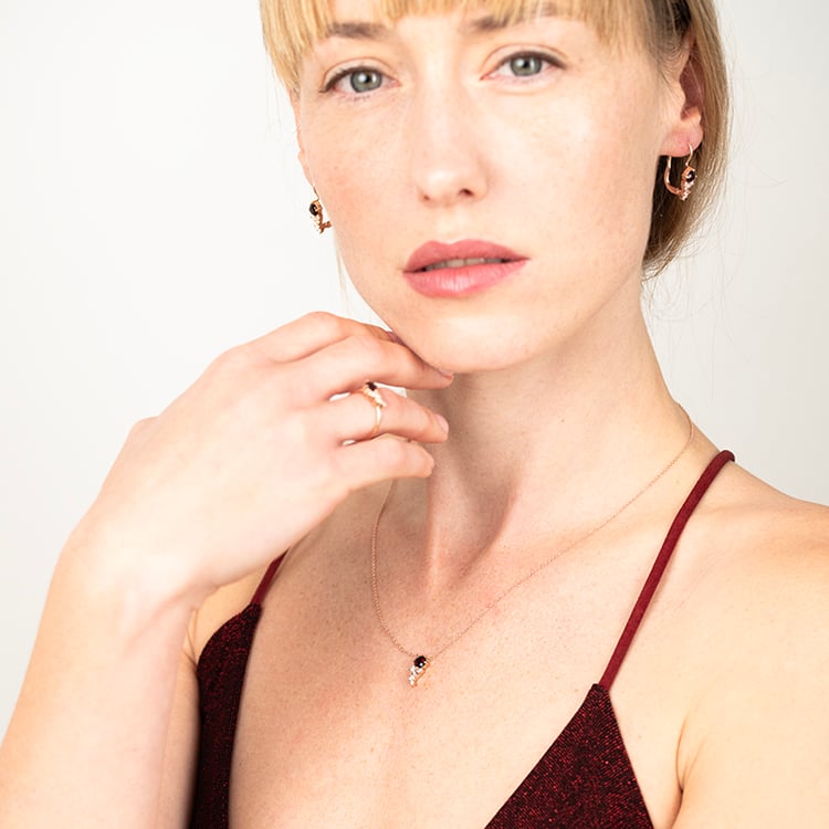 Cluster náhrdelník s českými granáty, morganity a moissanity Barto 146845