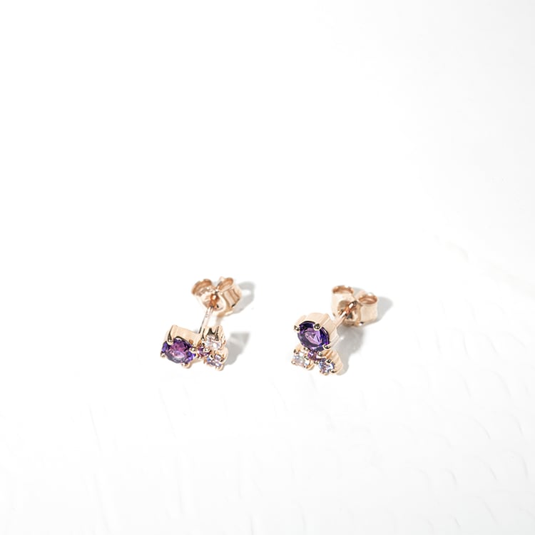 Fialové cluster náušnice s ametysty a drahokamy Kerrie 127038