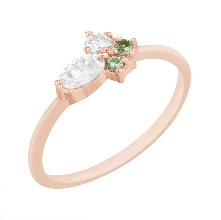 Jemný prsten s moissanity a tsavorit granáty ze zlata 84154